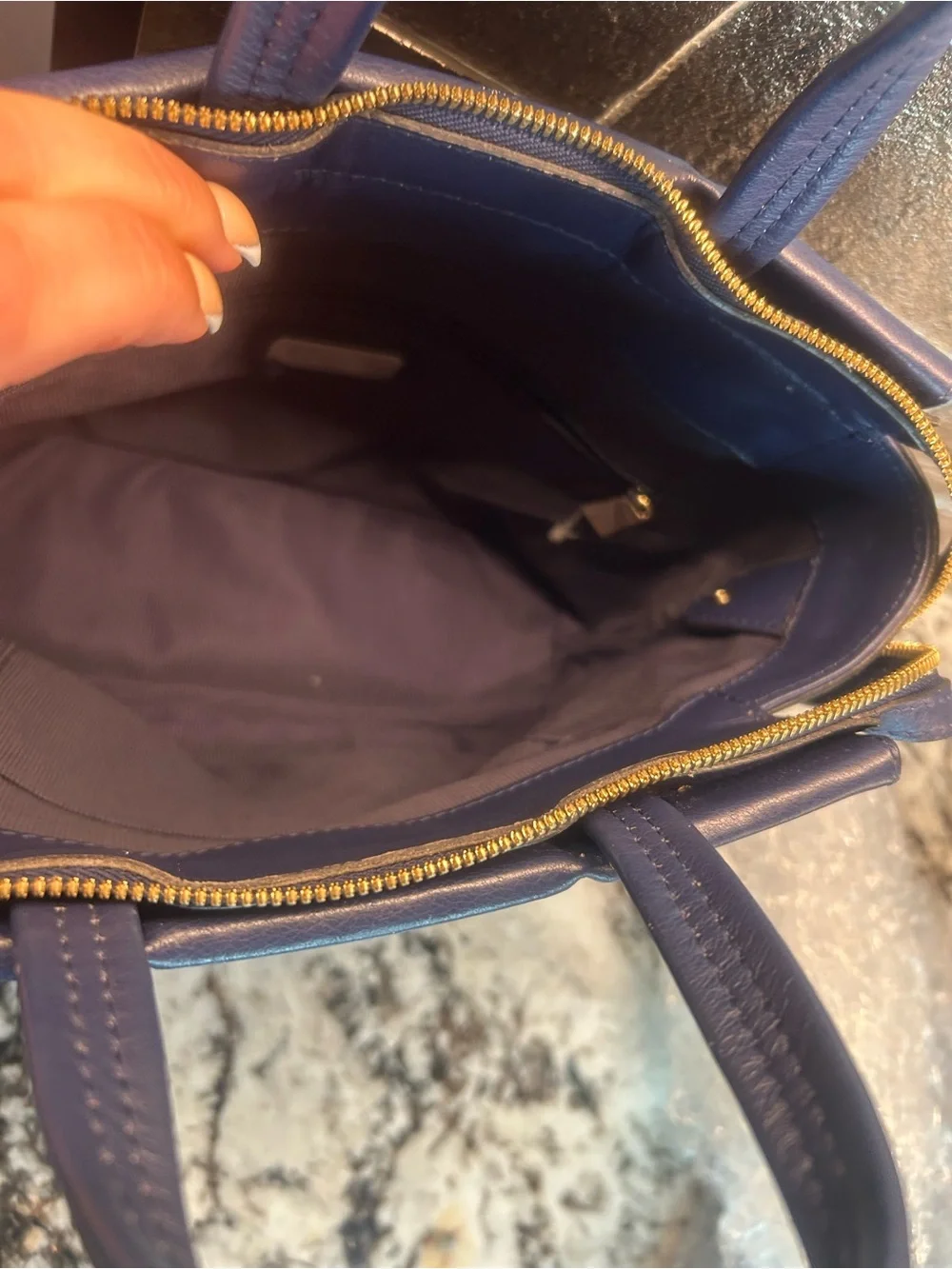 Furla Navy Textured Leather 2 way bag NWOT